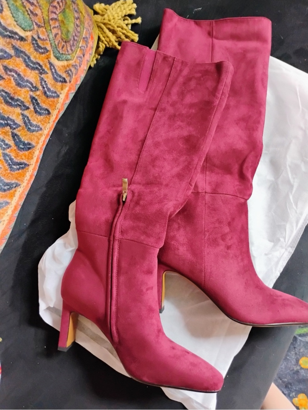 Amazon Women's Knee-High Block Heel Boots in Raspberry Pink